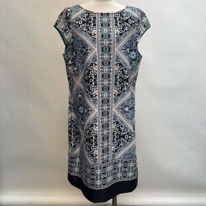 Tiana B. Women's Dress Shift Size 14W White Blue Beige Multicolor